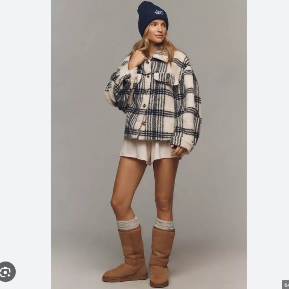 Brand New by Anthropologie Pilcro Plaid Sherpa Shacket